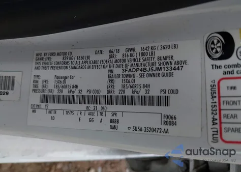 2018 Ford Fiesta Se z USA, uszkodzony, nr VIN 3FADP4BJ5JM133447